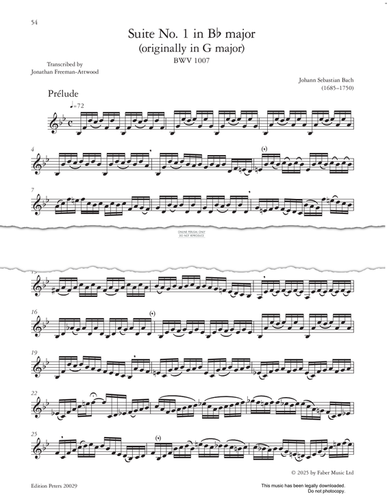 Produktgalerie: Seite 1 von 1 Suite No.1 in B flat major BWV1007, Johann Sebastian Bach, Trompete