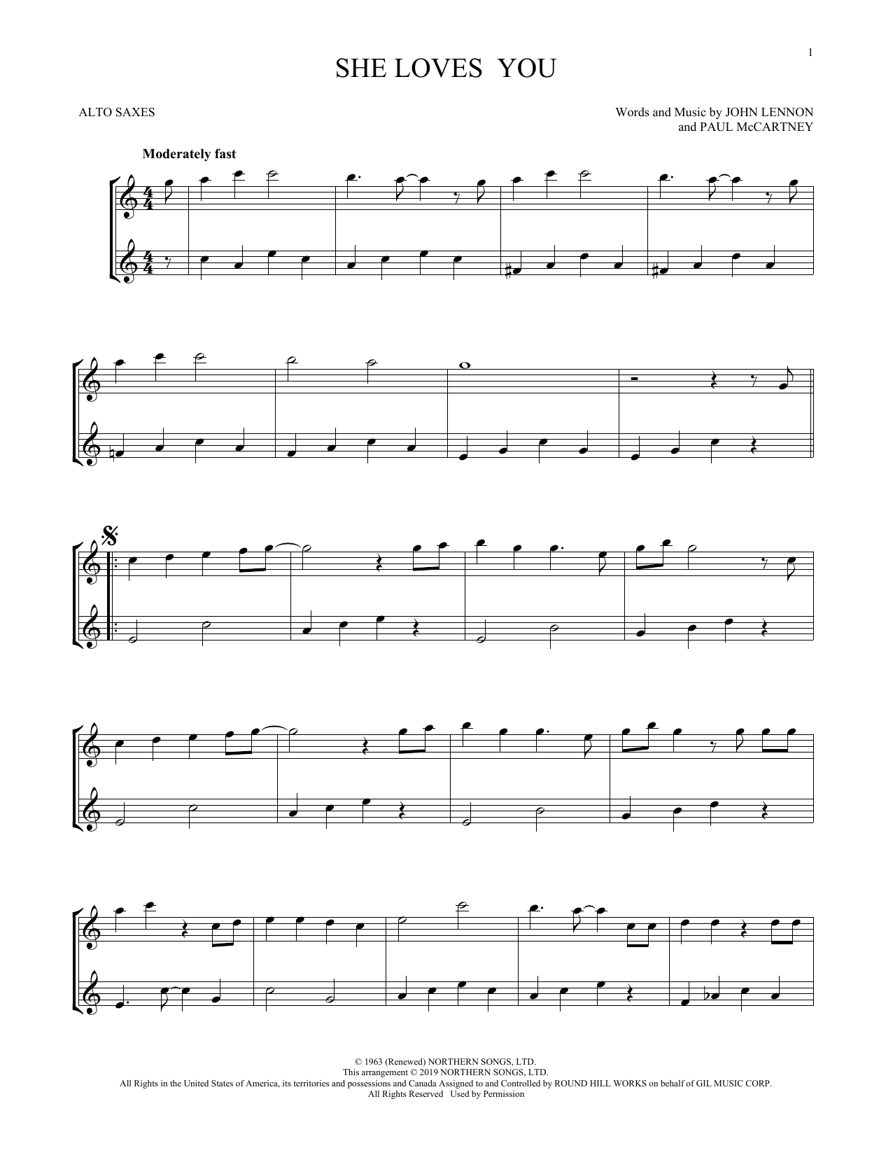 Product gallery: Page 1 of 1 She Loves You (arr. Mark Phillips), The Beatles