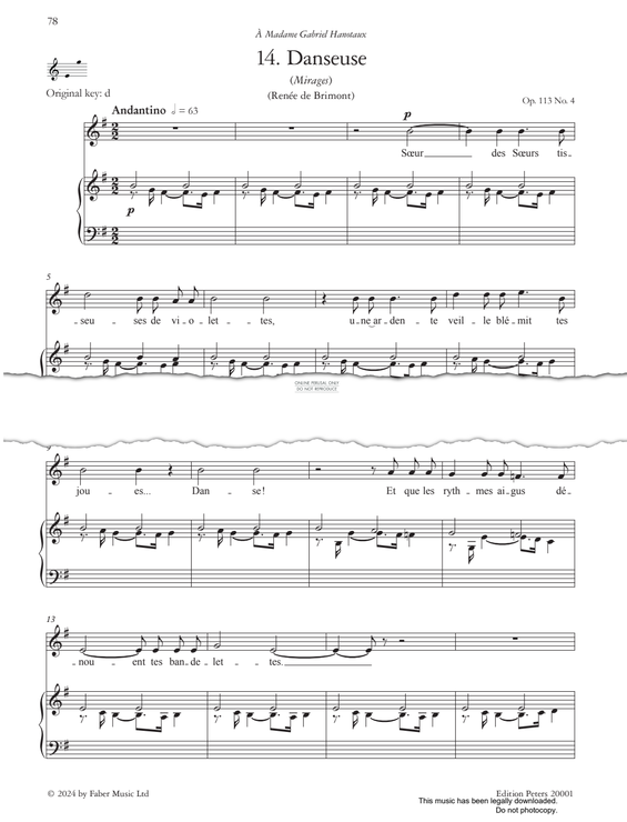 Produktgalerie: Seite 1 von 1 Danseuse Op.113, No.4, Gabriel Fauré, Gesang, Klavier