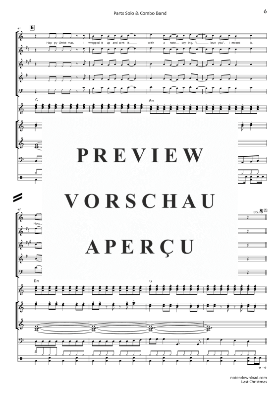 Product gallery: Page 11 of 11 Last Christmas, Wham!, Combo band and solo instruments in C, Bb, E flat, F and C bass clef