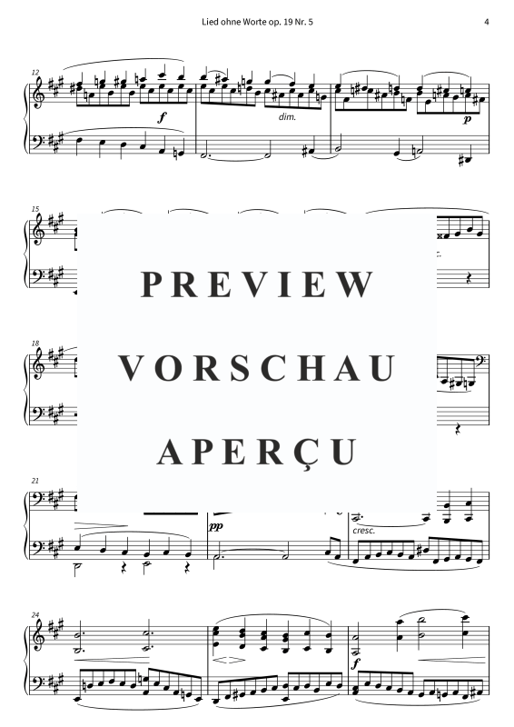 Produktgalerie: Seite 6 von 10 Lied ohne Worte op. 19 Nr. 5, , Klavier Solo