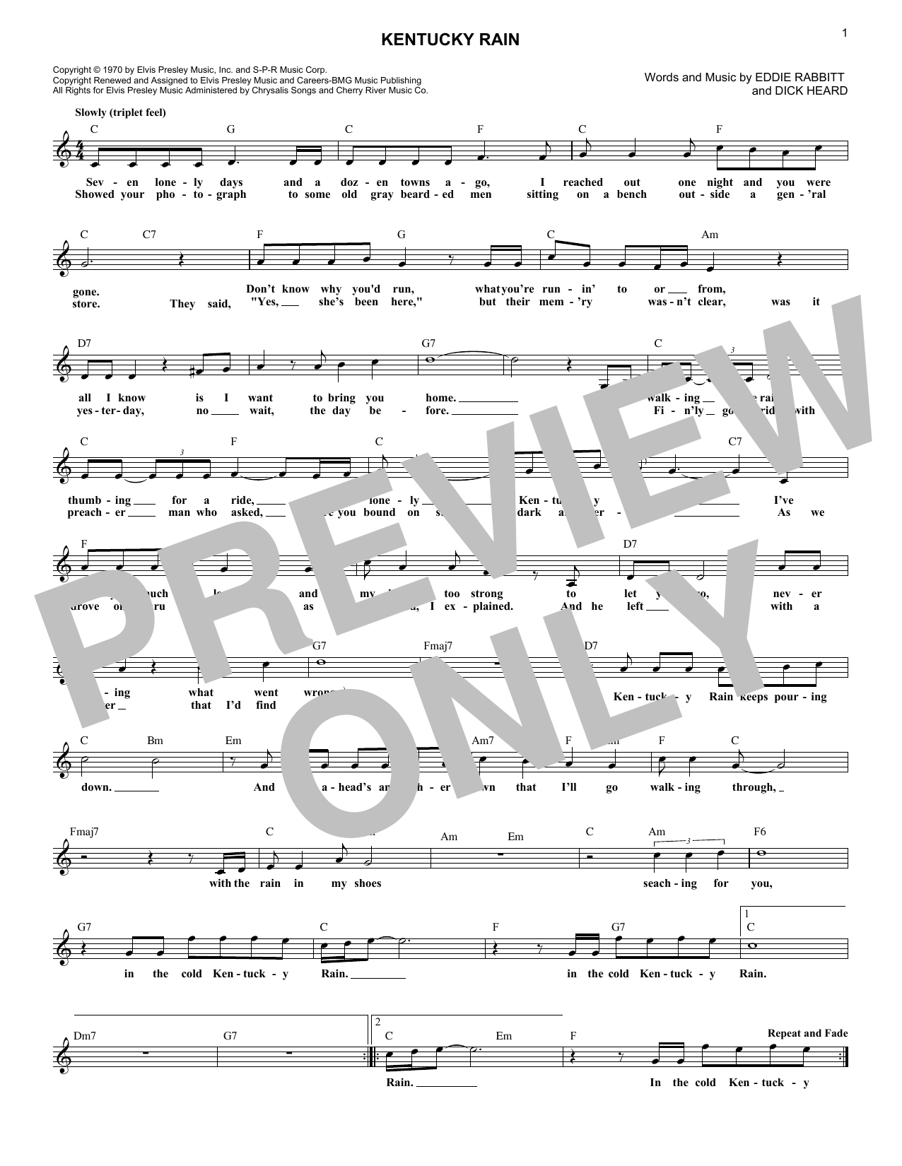 Produktgalerie: Seite 1 von 1 Kentucky Rain, Elvis Presley