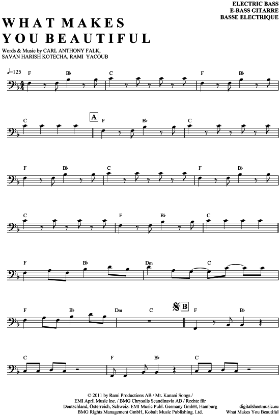 Product gallery: Page 1 of 4 What makes you beautiful , One Direction, Bass Guitar