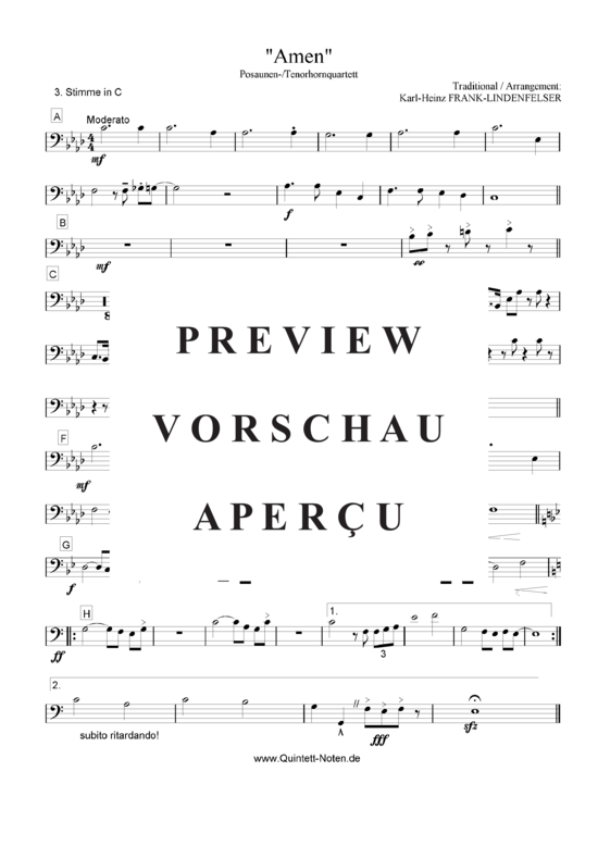 Produktgalerie: Seite 11 von 14 Amen , , (Blechbläser Quartett für Tenorhorn, Bariton, Euphonium, Posaune)
