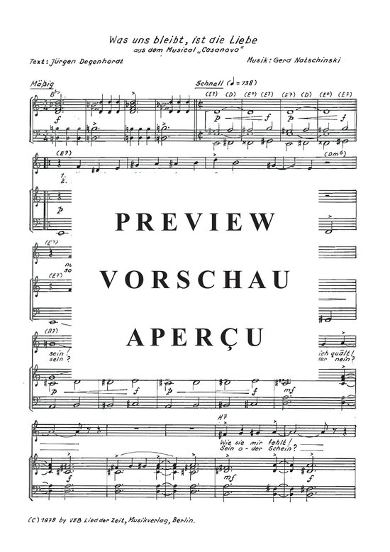 Product gallery: Page 4 of 6 Was uns bleibt, ist die Liebe , , Piano and Voice