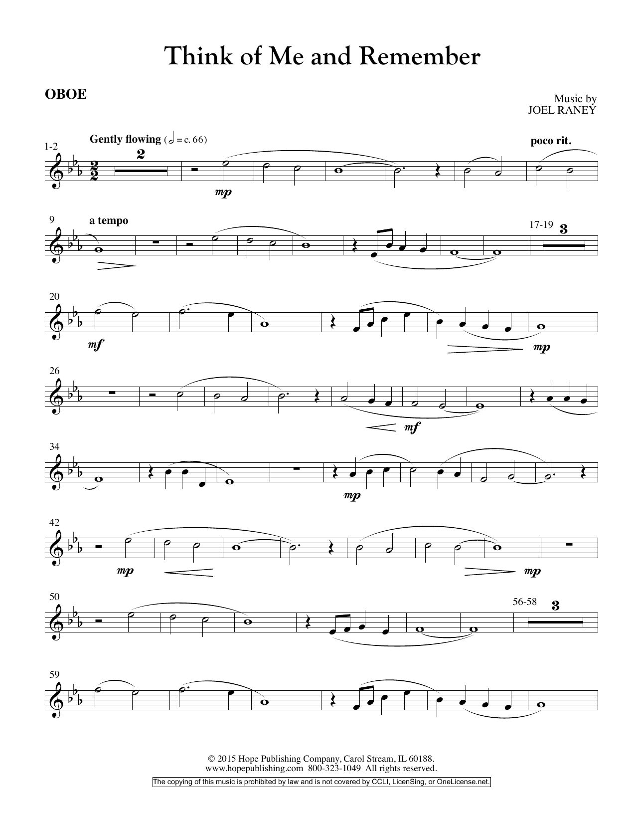 Product picture to: Think Of Me And Remember - Oboe