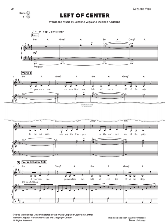 Product gallery: Page 1 of 1 Left Of Center, Suzanne Vega