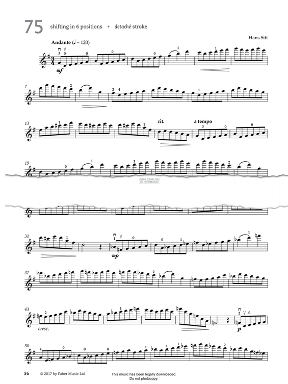 Produktgalerie: Seite 1 von 1 Study No.75 Andante (from '80 Graded Studies For Violin Book Two'), Hans Sitt, Violine