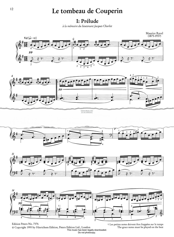 Product picture to: Prélude (from 'Le tombeau de Couperin, No. 1')