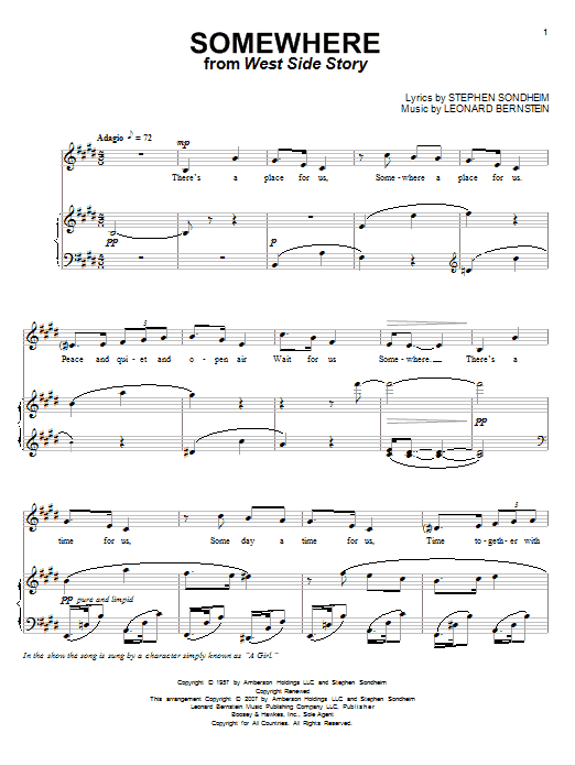 Product gallery: Page 1 of 1 Somewhere (from West Side Story), Leonard Bernstein