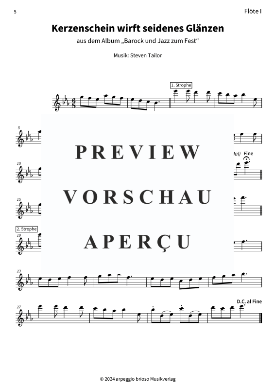 Produktgalerie: Seite 7 von 8 Kerzenschein wirft seidenes Glänzen - aus dem Album Barock und Jazz zum Fest, , (Duett Querflöte)