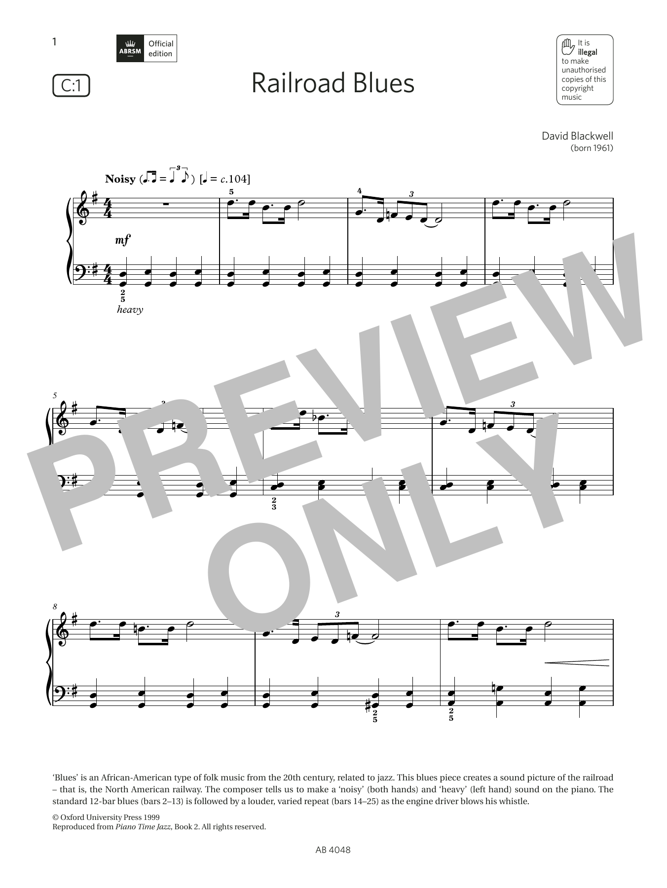 Produktbild zu: Railroad Blues (Grade 2, list C1, from the ABRSM Piano Syllabus 2023 & 2024)