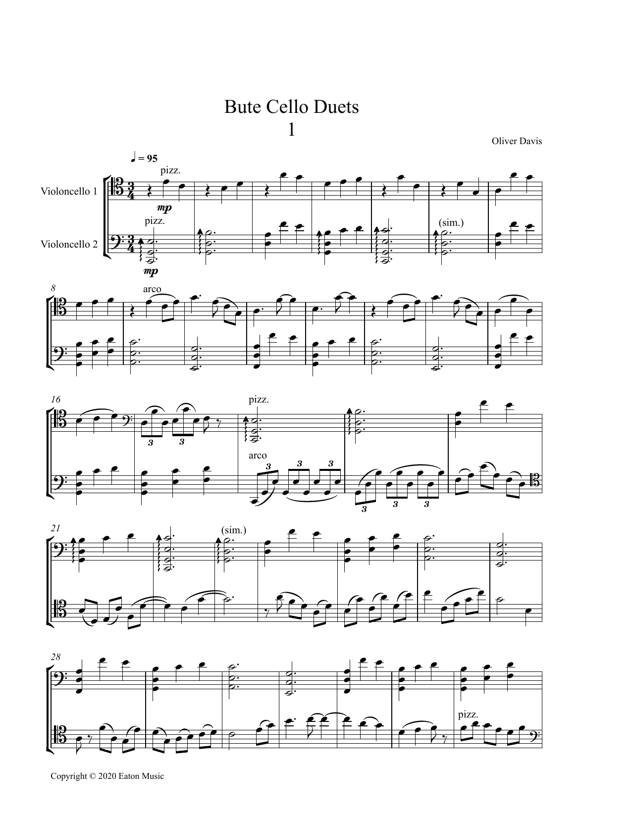 Produktgalerie: Seite 1 von 1 Bute Cello Duets, Oliver Davis, Violoncello