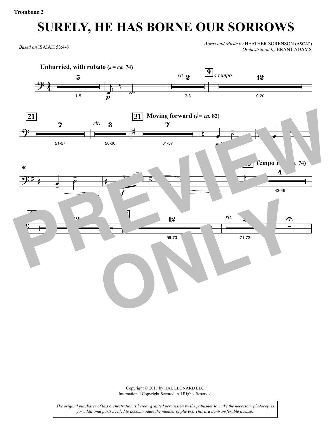 Product picture to: Surely, He Has Borne Our Sorrows - Trombone 2