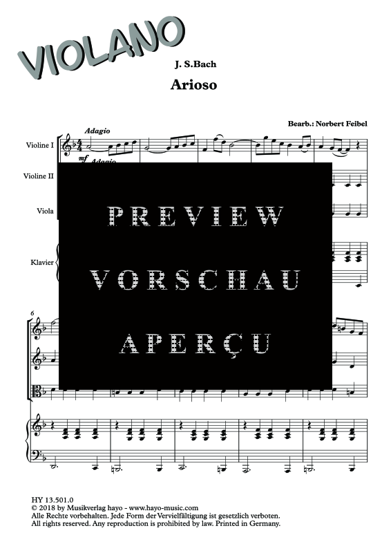 gallery: Arioso aus der Reihe Violano, , (Quartet 2 violins, viola and piano)