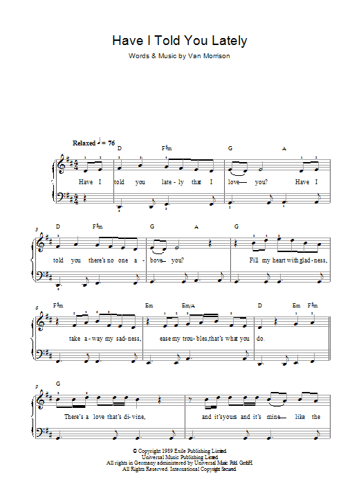 Produktgalerie: Seite 1 von 1 Have I Told You Lately, Van Morrison, Klavier