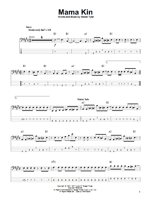 Produktgalerie: Seite 1 von 1 Mama Kin, Aerosmith, E-Bass