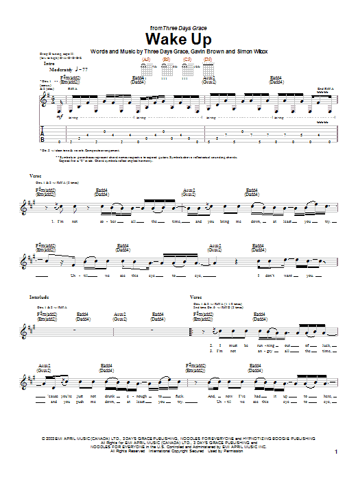 Produktgalerie: Seite 1 von 1 Wake Up, Three Days Grace, Gitarre