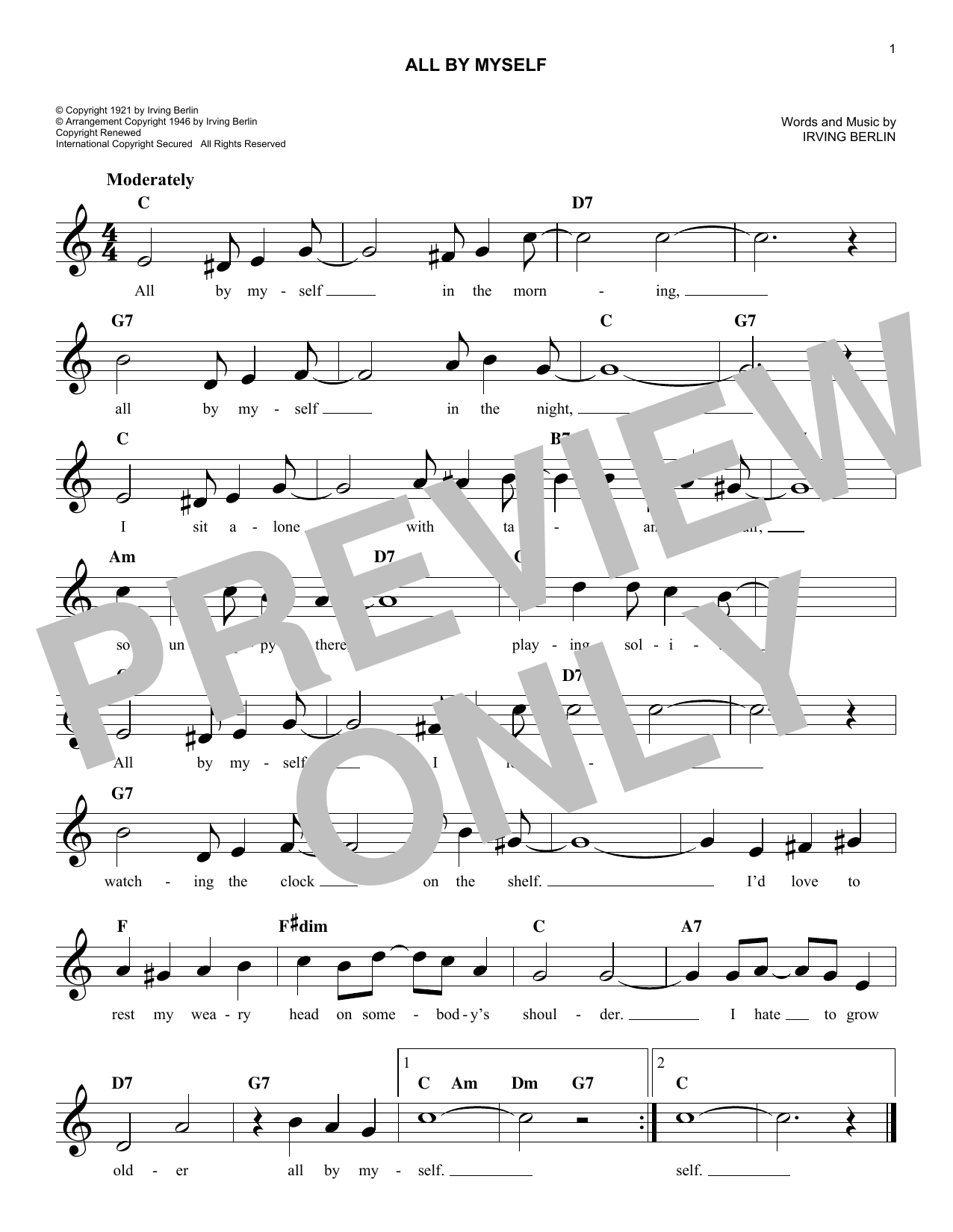 Product gallery: Page 1 of 1 All By Myself, Irving Berlin
