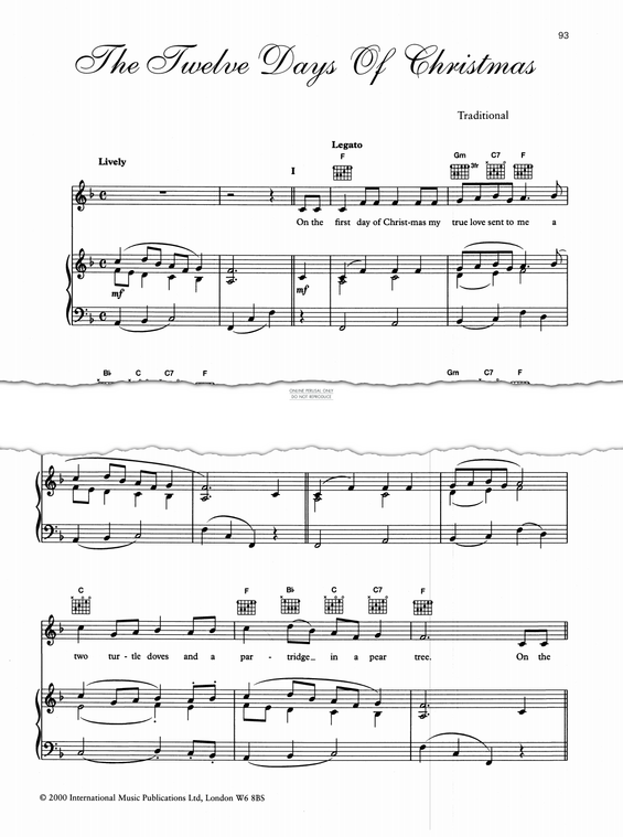 Produktgalerie: Seite 1 von 1 12 Days Of Christmas, Traditional, Gesang, Gitarre, Klavier