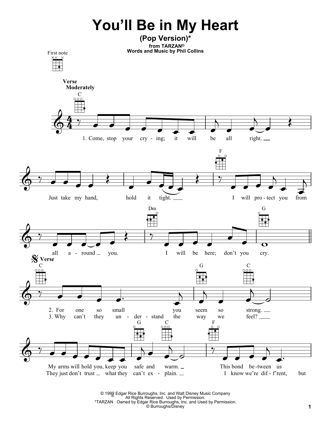 Product gallery: Page 1 of 1 You'll Be In My Heart (Pop Version) (from Tarzan), Phil Collins