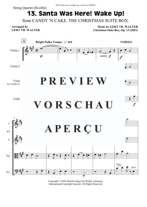 Produktgalerie: Seite 2 von 9 Santa Was Here! Wake Up!, , Streicher Quartett