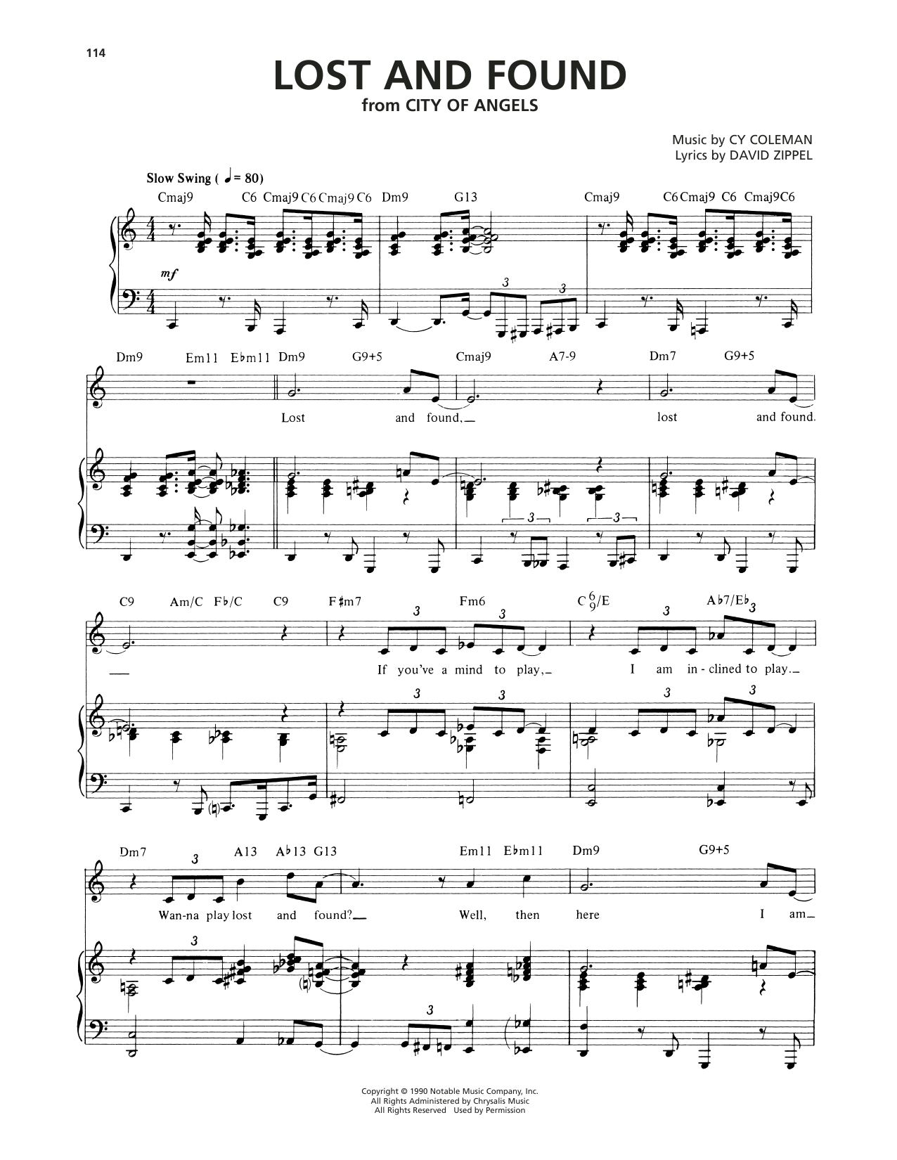 Produktgalerie: Seite 1 von 1 Lost And Foundn (from City Of Angels), Cy Coleman, Gesang, Gitarre, Klavier