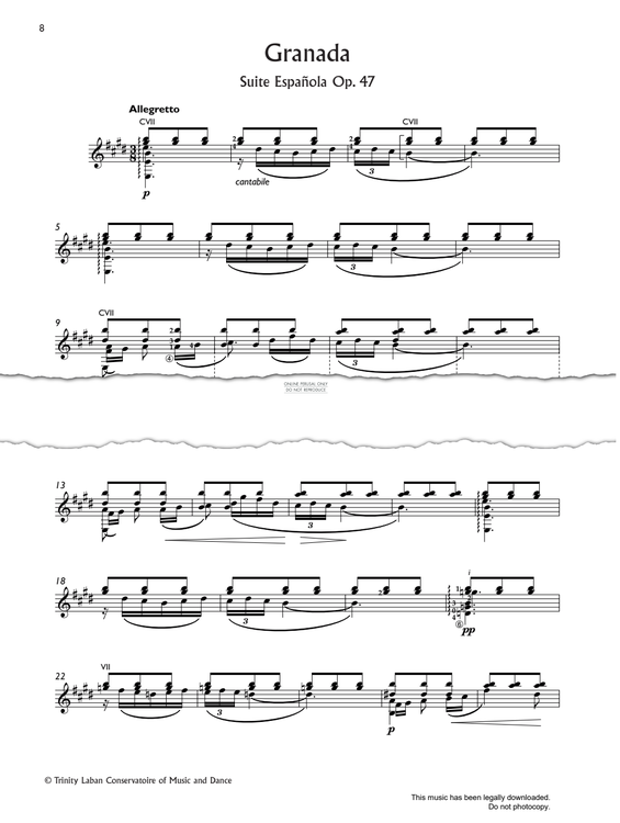 Produktgalerie: Seite 1 von 1 Granada (from Suite Española Op. 47), Isaac Albeniz, Gitarre