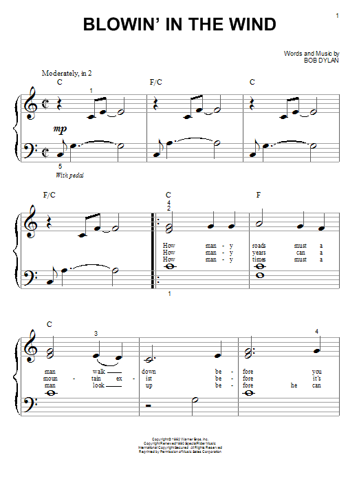 Produktgalerie: Seite 1 von 1 Blowin' In The Wind, Bob Dylan, Klavier