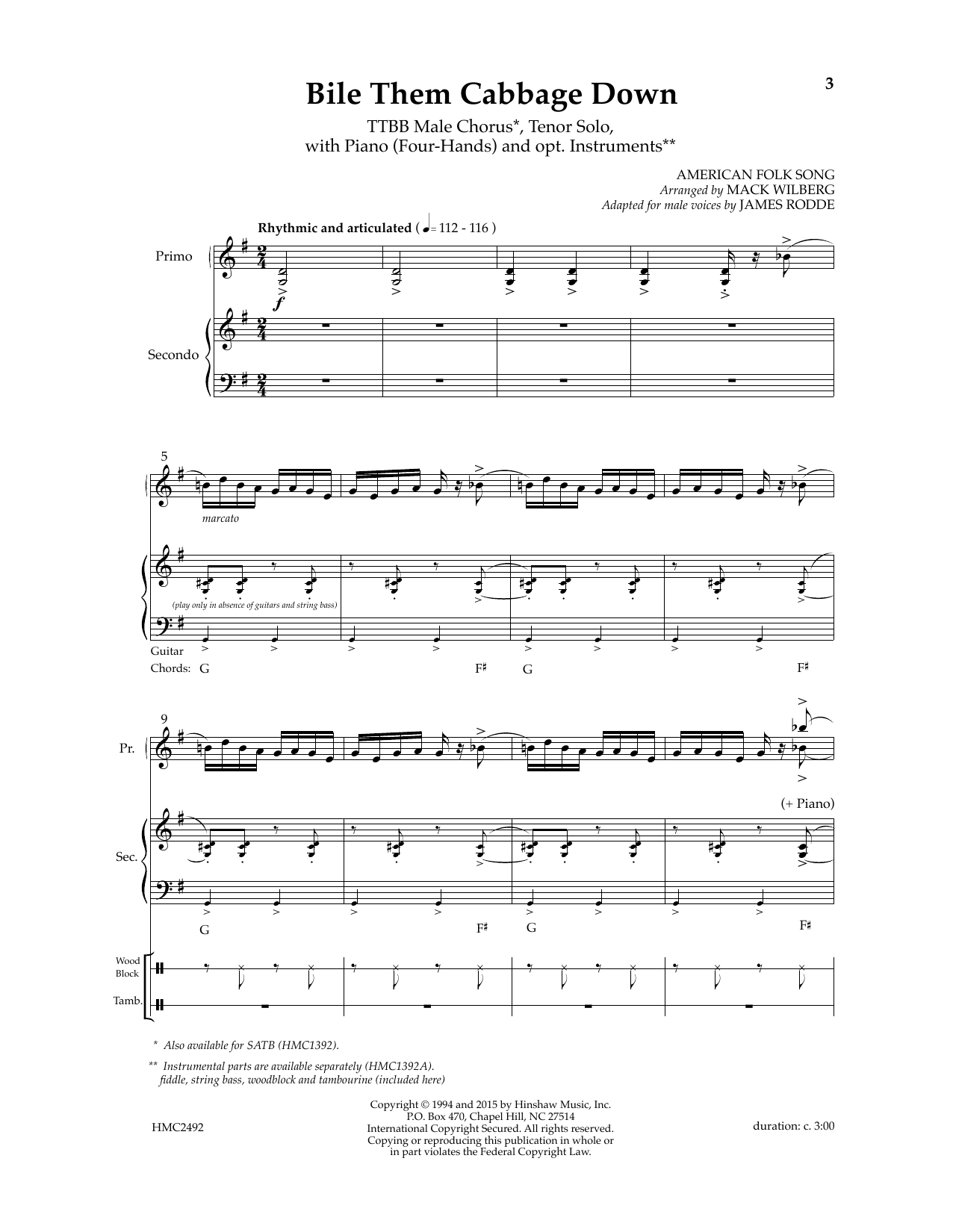 Produktbild zu: Bile Them Cabbage Down (adapt. James Rodde)