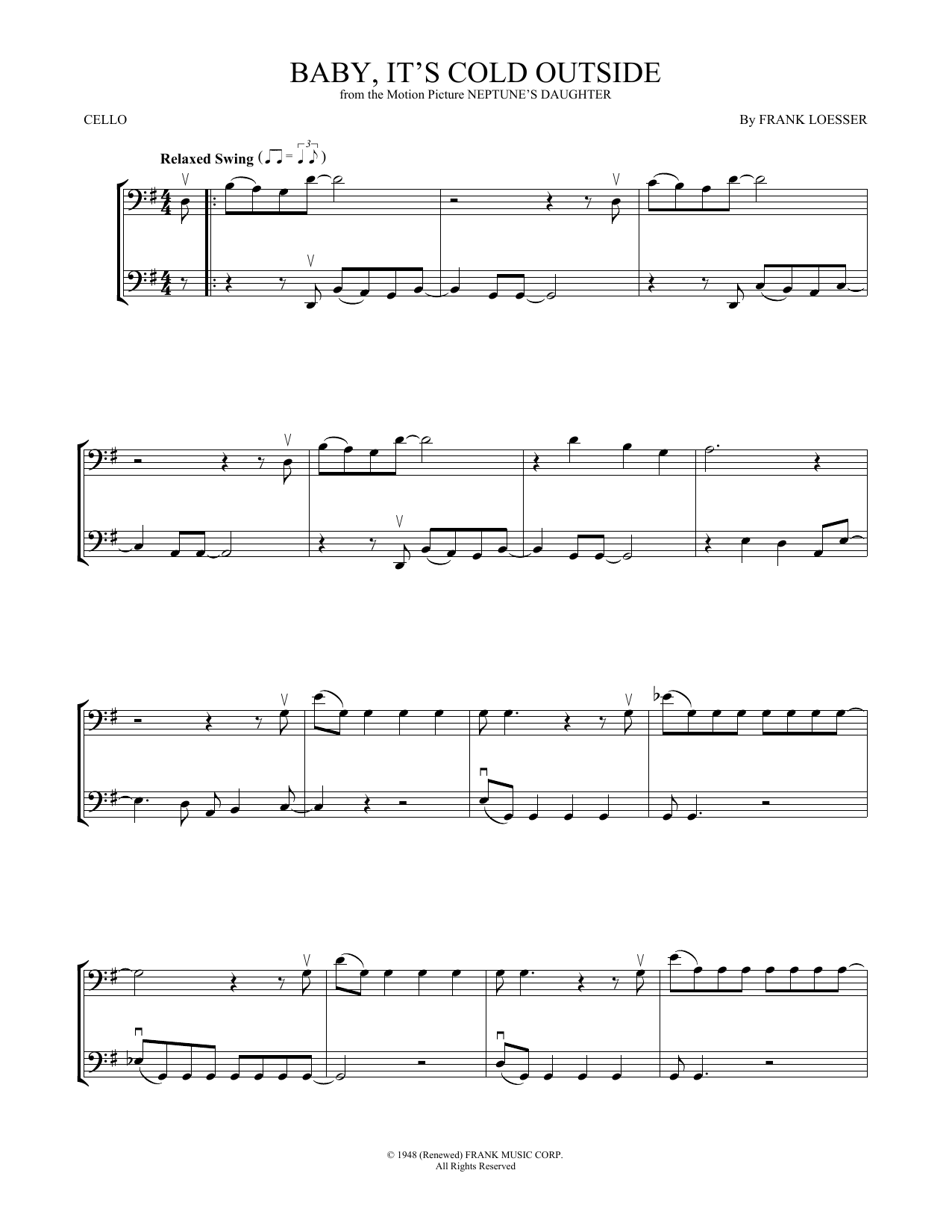 Produktgalerie: Seite 1 von 1 Baby, It's Cold Outside, Frank Loesser, Violoncello