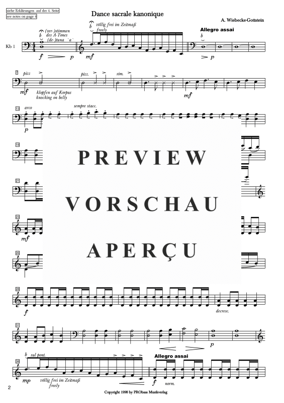 gallery: Dance sacrale kanonique, , Double Bass Quintet - Single Parts