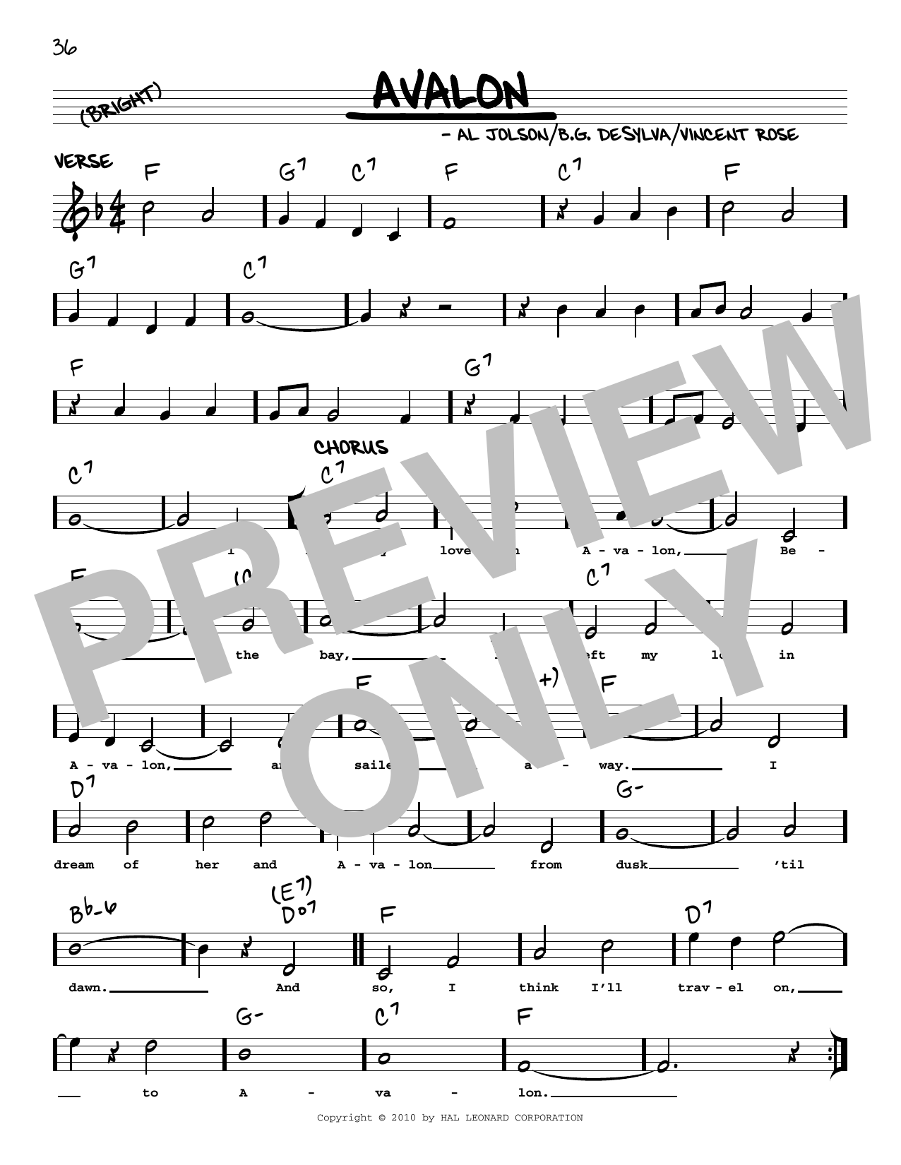 Product picture to: Avalon (arr. Robert Rawlins)