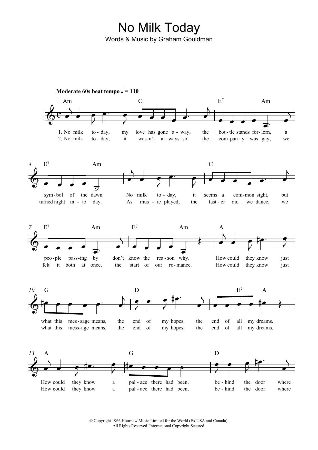 Produktgalerie: Seite 1 von 1 No Milk Today, Graham Gouldman, Melodieinstrument