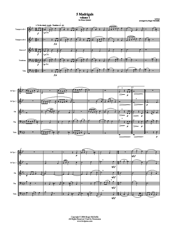 gallery: 5 Madrigale , , (Blechbläserquintett)