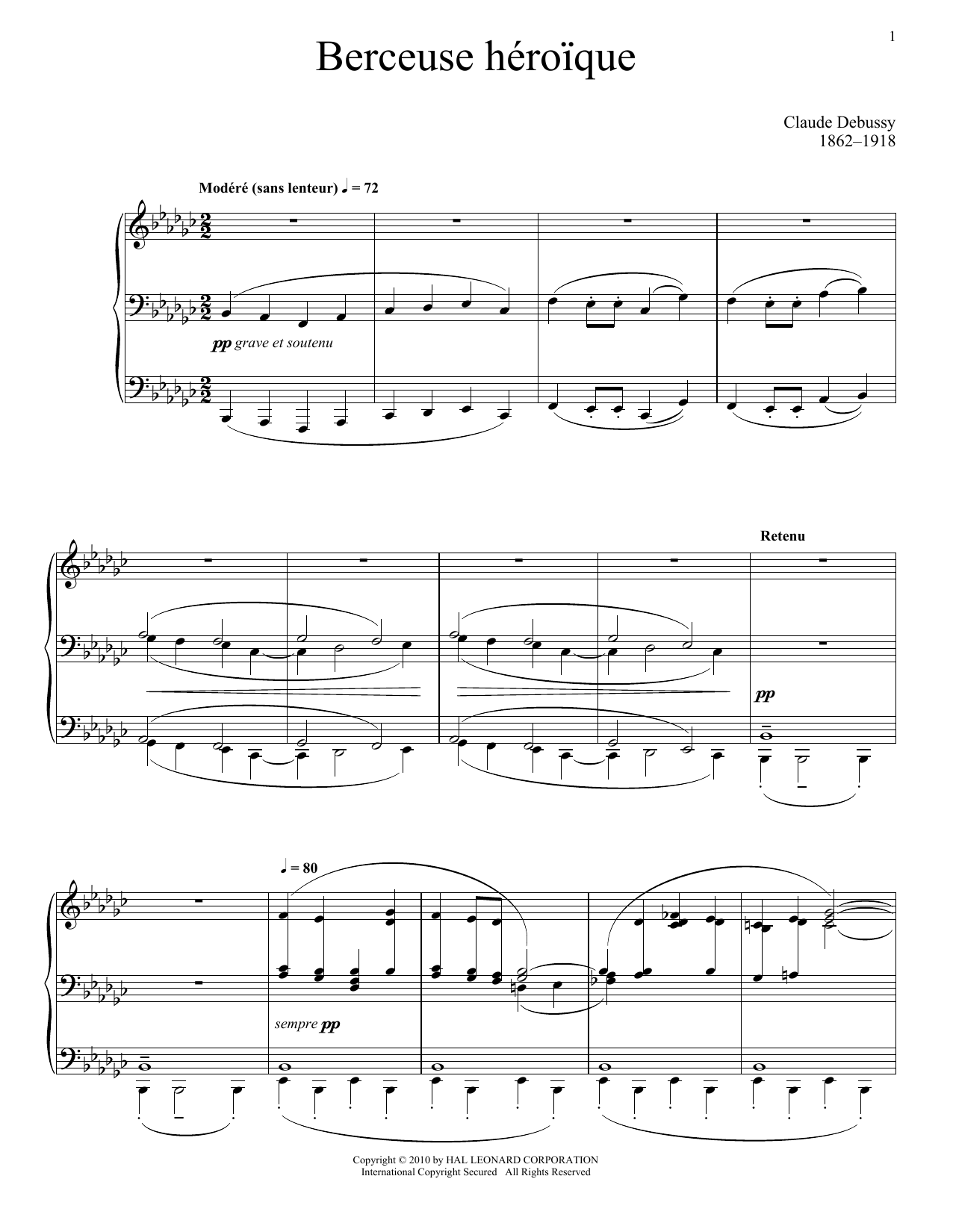 Product gallery: Page 1 of 1 Berceuse Heroique, Claude Debussy
