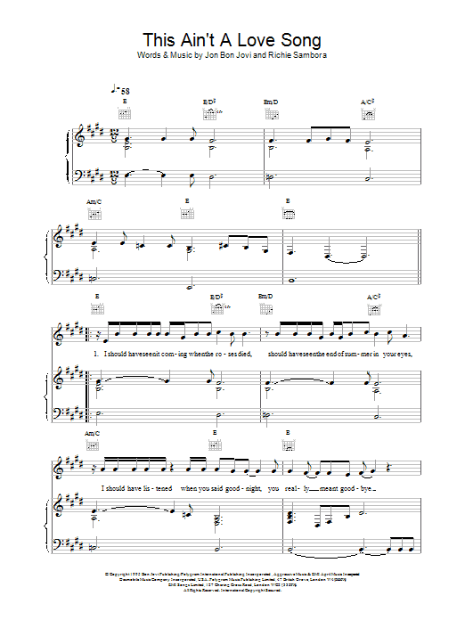 Produktgalerie: Seite 1 von 1 This Ain't A Love Song, Bon Jovi, Gesang, Gitarre, Klavier