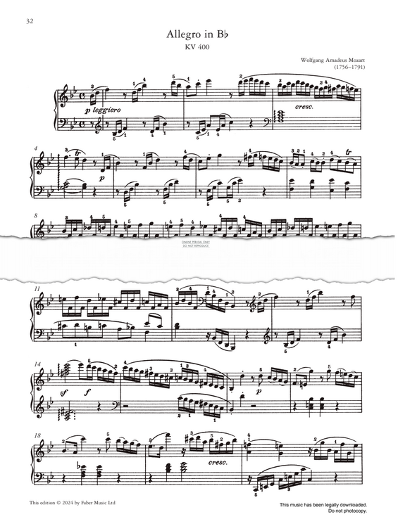Produktgalerie: Seite 1 von 1 Allegro in Bb, KV 400, Wolfgang Amadeus Mozart, Klavier