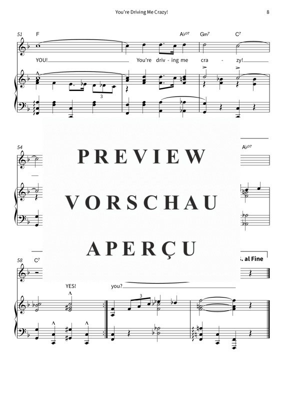 Produktgalerie: Seite 10 von 10 You´re Driving Me Crazy! - Timeless Jazz Standard - Piano-Vocal Edition with Lyrics, , Gesang und Klavier