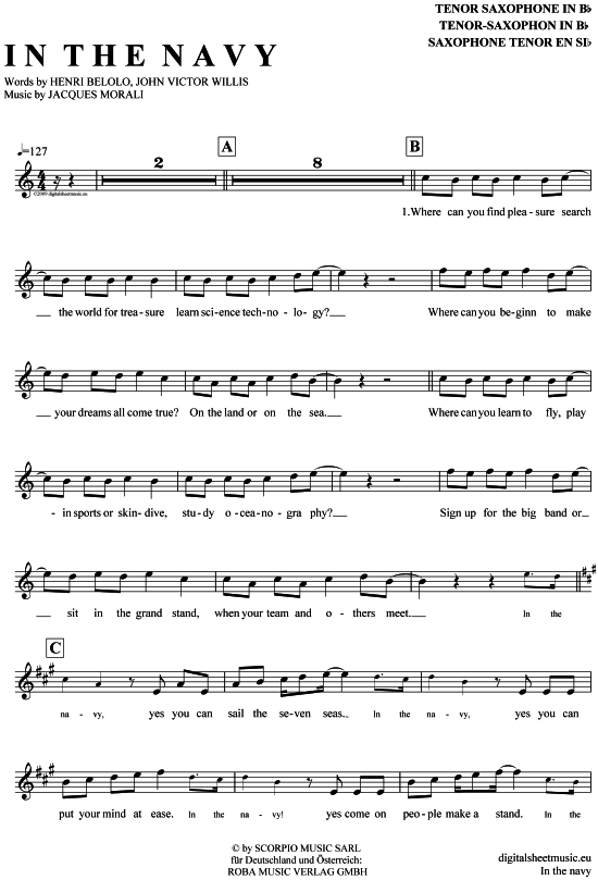 Product gallery: Page 1 of 4 In the navy , Village People, Tenor Saxophone