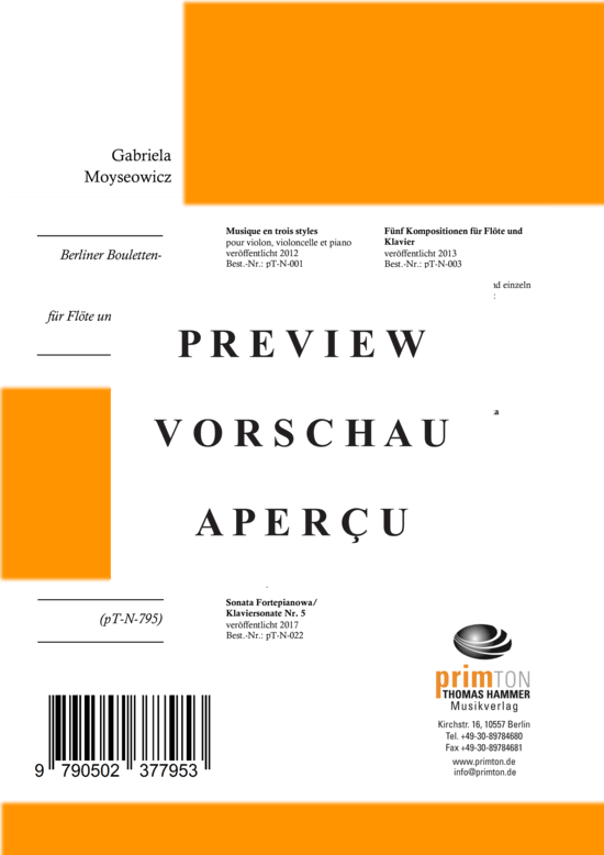 Product gallery: Page 14 of 14 Berliner Bouletten-Marsch für Flöte und Klavier , , (flute/violin/oboe + piano)