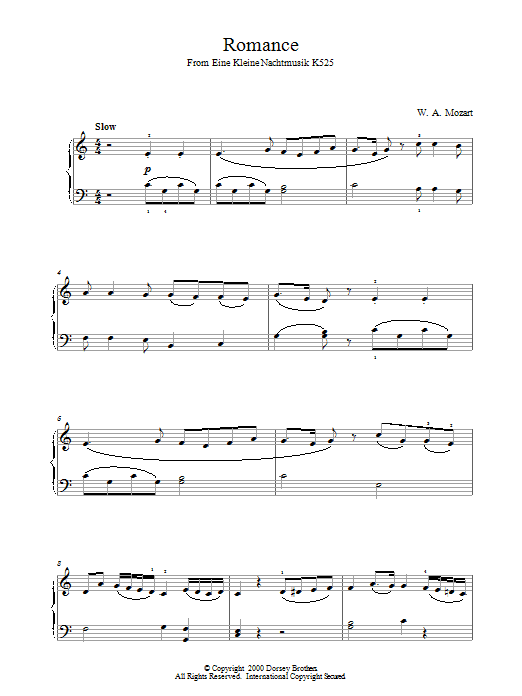 Product gallery: Page 1 of 1 Romance From Eine Kleine Nachtmusik K525, Wolfgang Amadeus Mozart