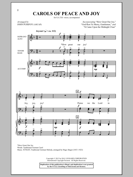 Product gallery: Page 1 of 1 Carols Of Peace And Joy, John Purifoy