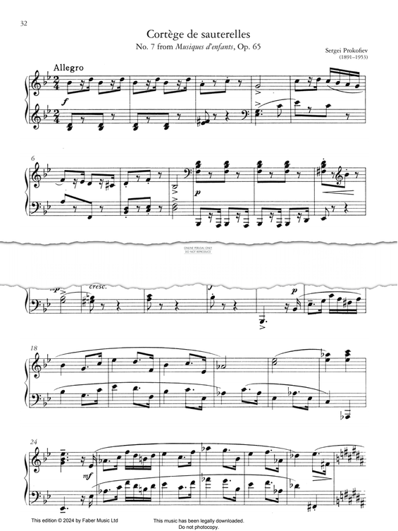 Produktgalerie: Seite 1 von 1 Cortège de sauterelles No. 7 (from Musiques d’enfants, Op. 65), Sergei Prokofiev, Klavier