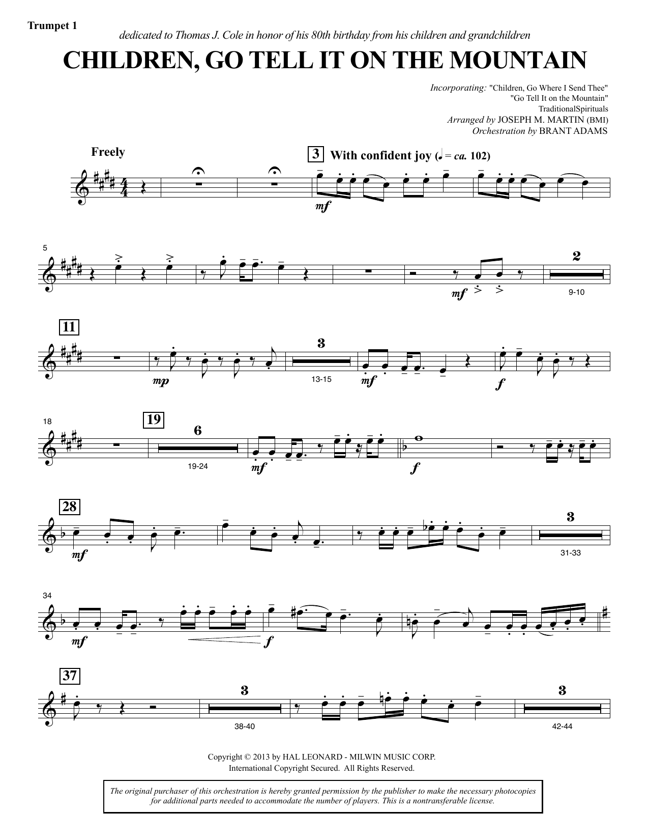 Produktbild zu: Children, Go Tell It on the Mountain - Bb Trumpet 1