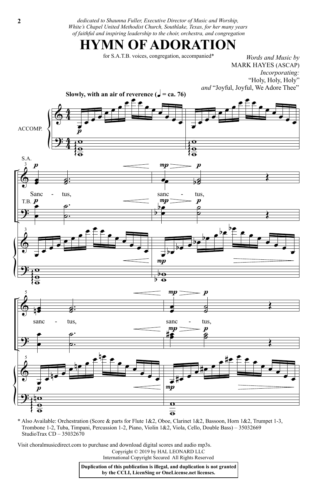 Product picture to: Hymn Of Adoration (incorporating "Holy, Holy, Holy" and "Joyful, Joyful, We Adore Thee")