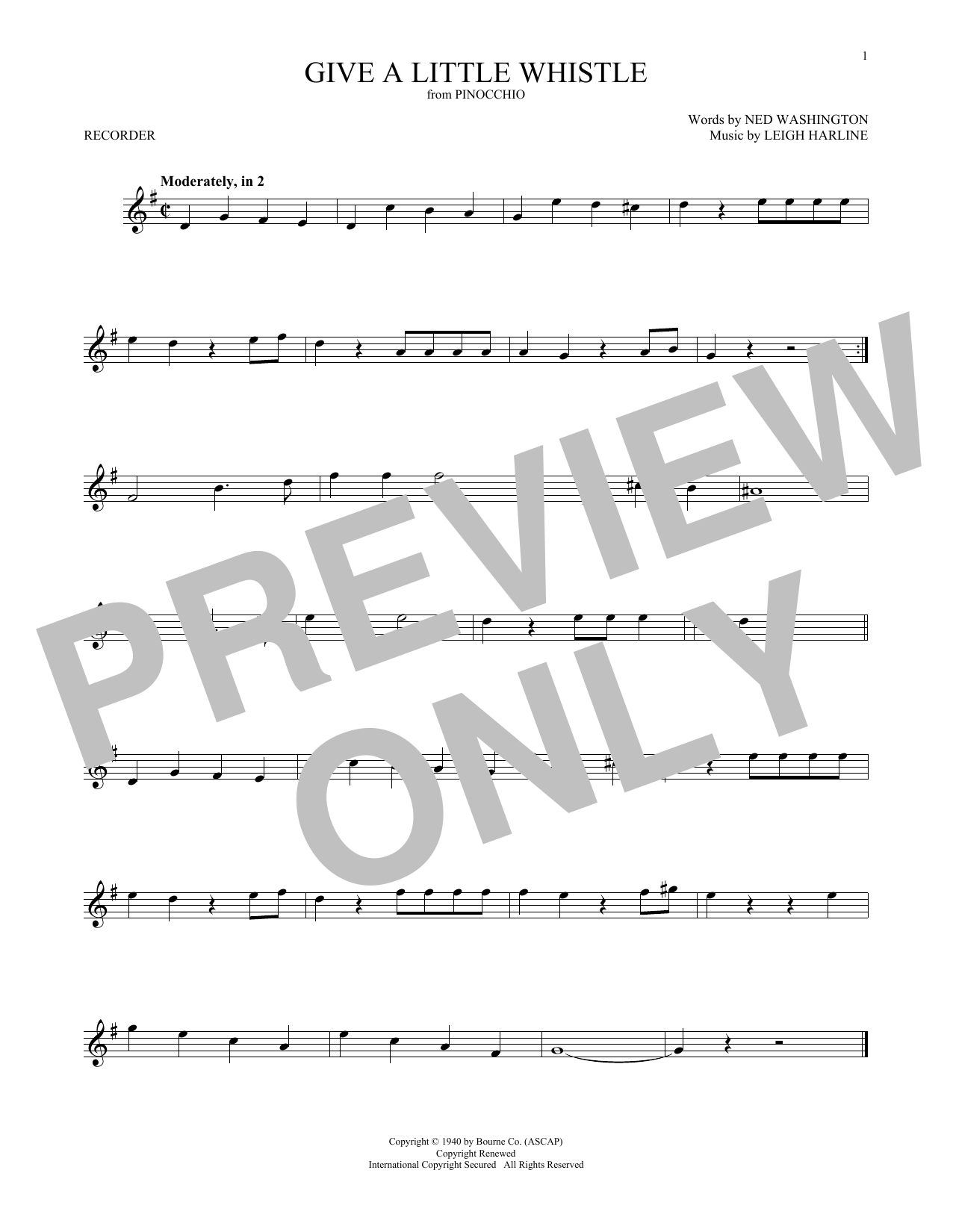 Product gallery: Page 1 of 1 Give A Little Whistle (from Pinocchio), Ned Washington & Leigh Harline