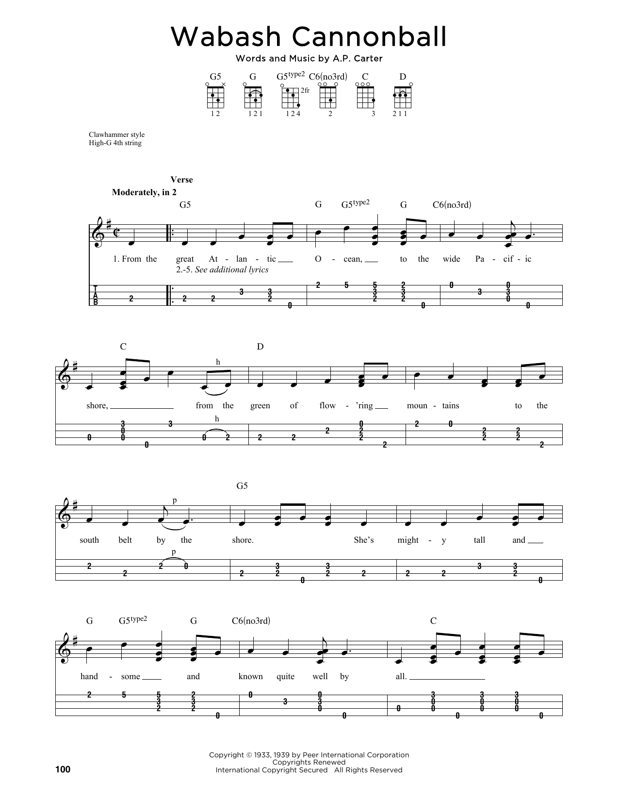 Product gallery: Page 1 of 1 Wabash Cannonball (arr. Jim Schustedt), The Carter Family
