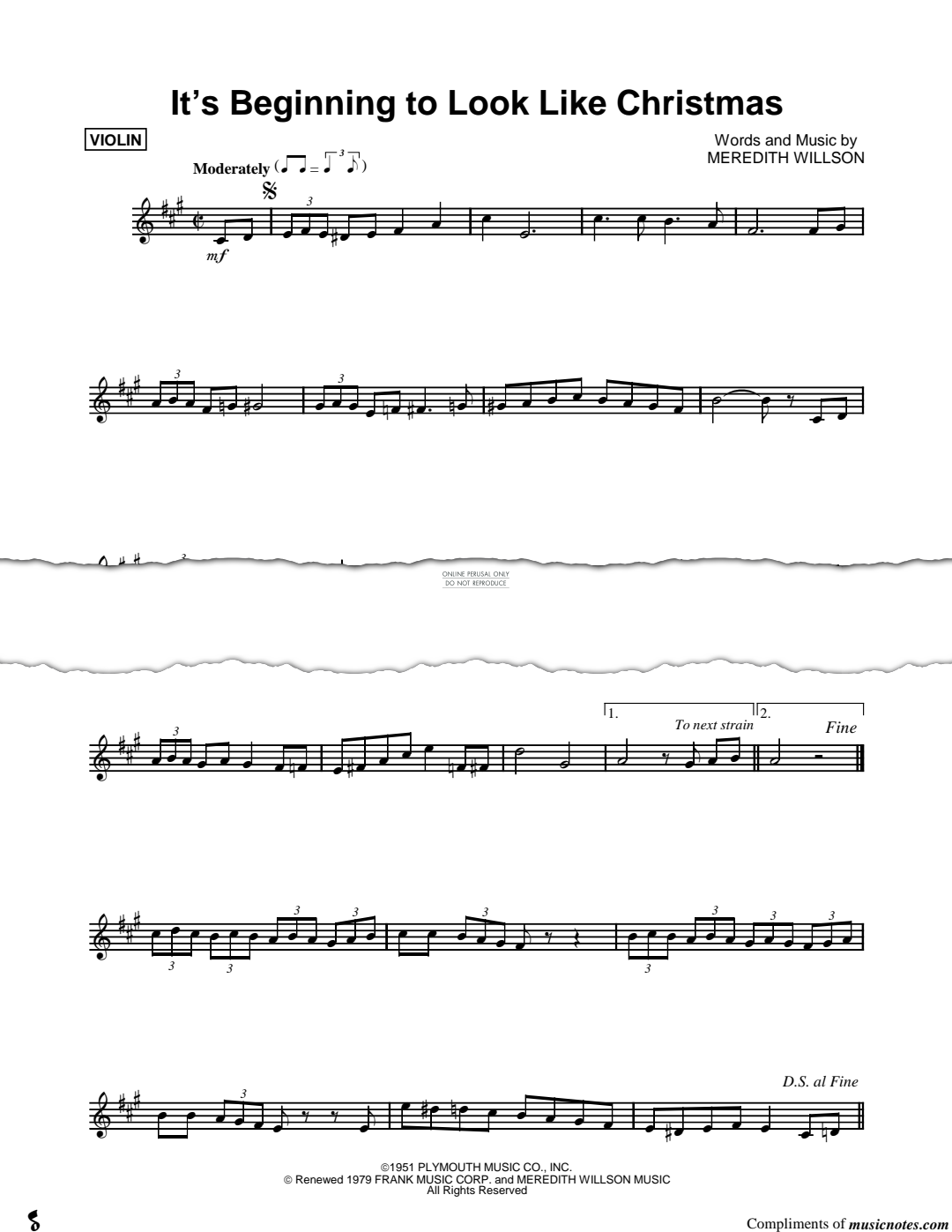 Produktgalerie: Seite 1 von 1 It's Beginning To Look Like Christmas, Meredith Willson, Violine