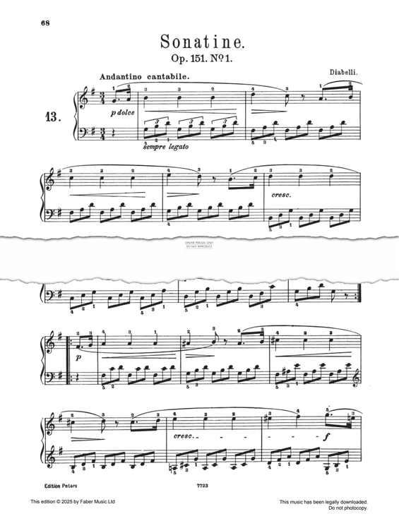 Produktgalerie: Seite 1 von 1 Sonatina in G major Op. 151 No. 1, Anton Diabelli, Klavier